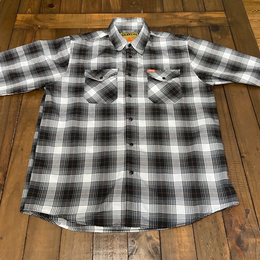Dixxon Flannel Co Arthur Black White Plaid Bamboo Shirt Mens Large L Long Sleeve
